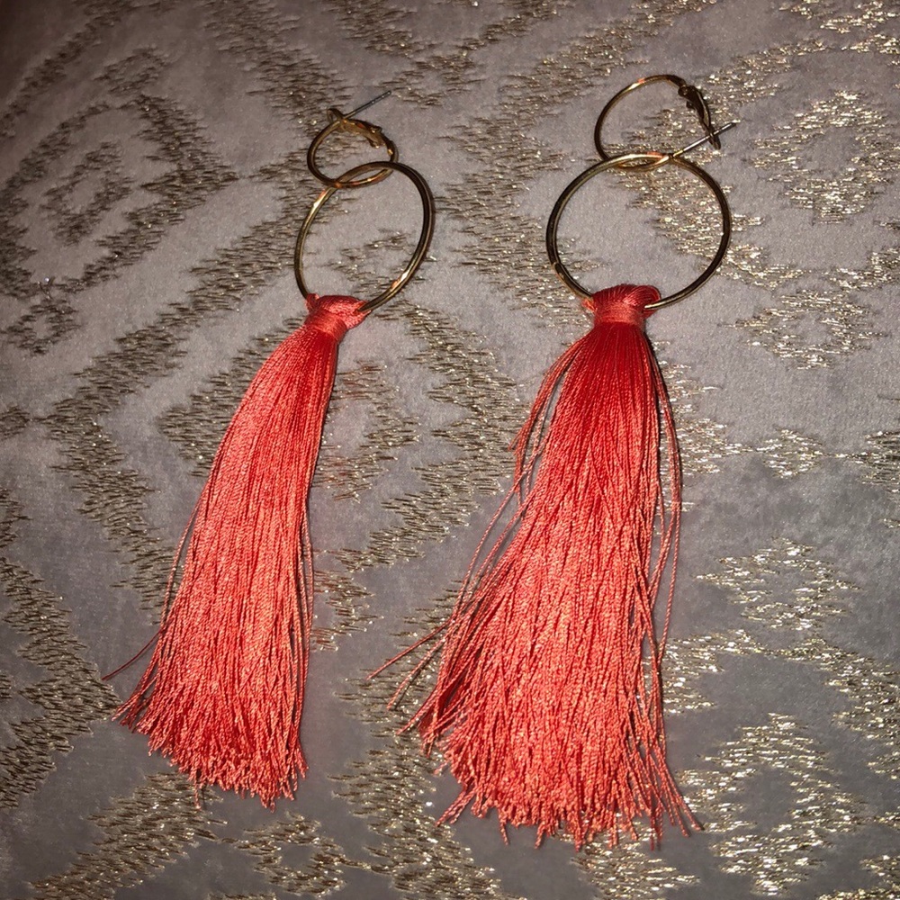 Burnt orange tassel earrings